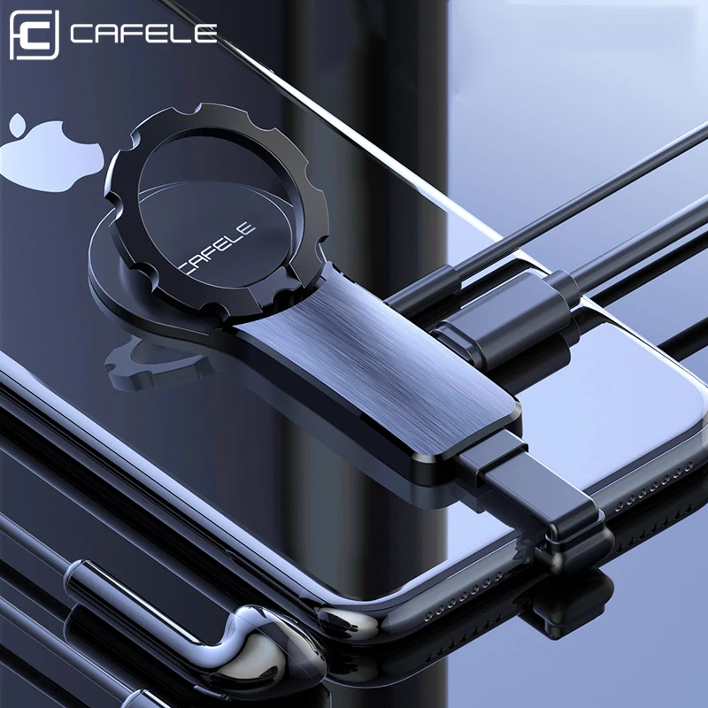 

Cafele 2 in 1 For iPhone Adapter For iPhone X XS MAX XR X 7 8 Plus Ring Holder with Magnet 3.5mm Audio Earphone Adapter Cable