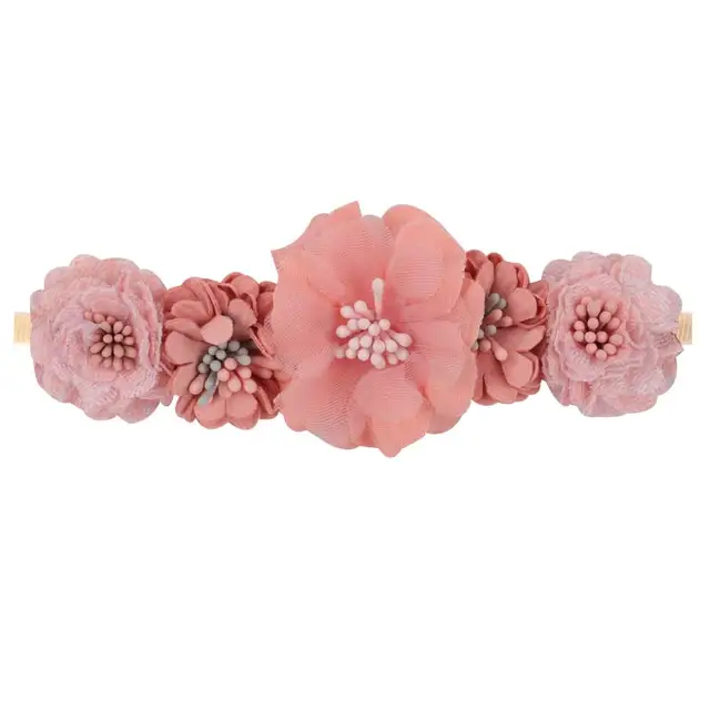 Floral Girls Headbands Newborn Baby Elastic Princess Hairbands Kids Pearl Flower Fresh Style Cute Hair Accessories Diademas 16