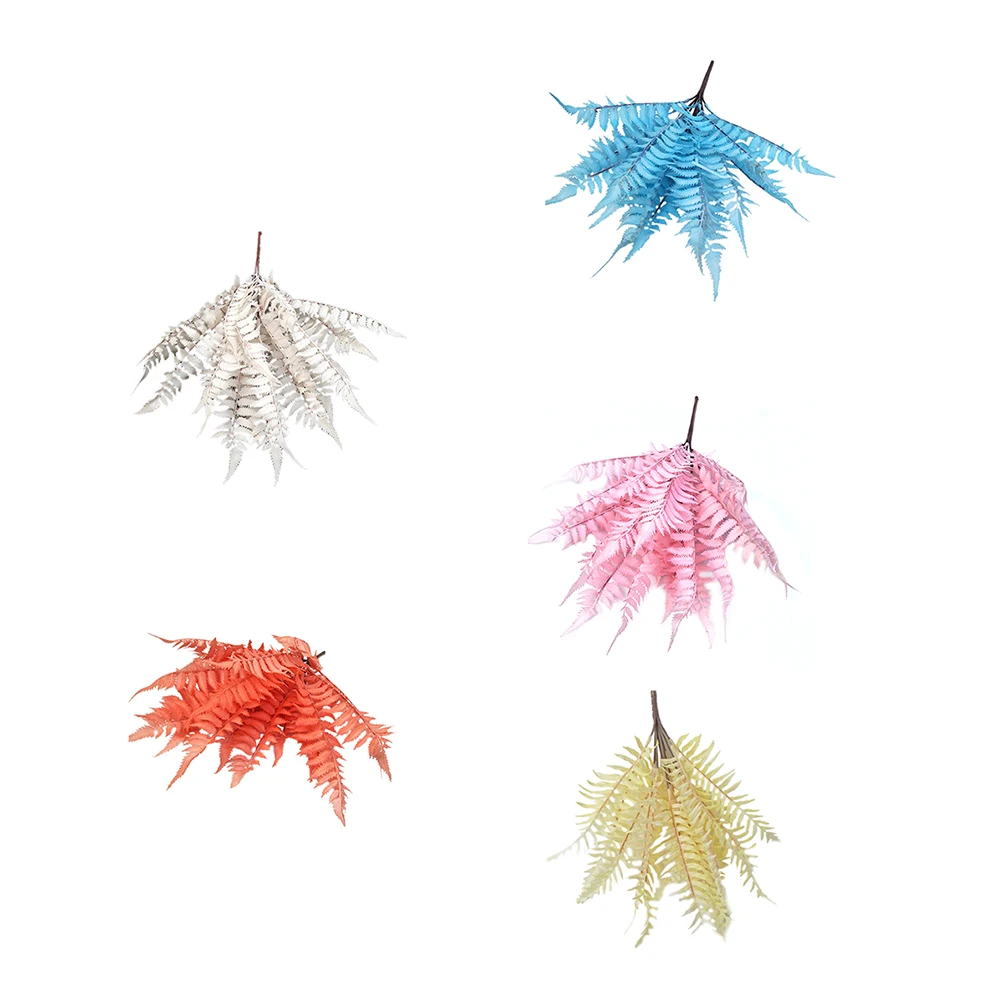 48CM Artificial Simulation Pteris Phoenix Leaf 13 Forks Plant Flower Bouquet Fake Wedding Home Flower Wall Party Decoration
