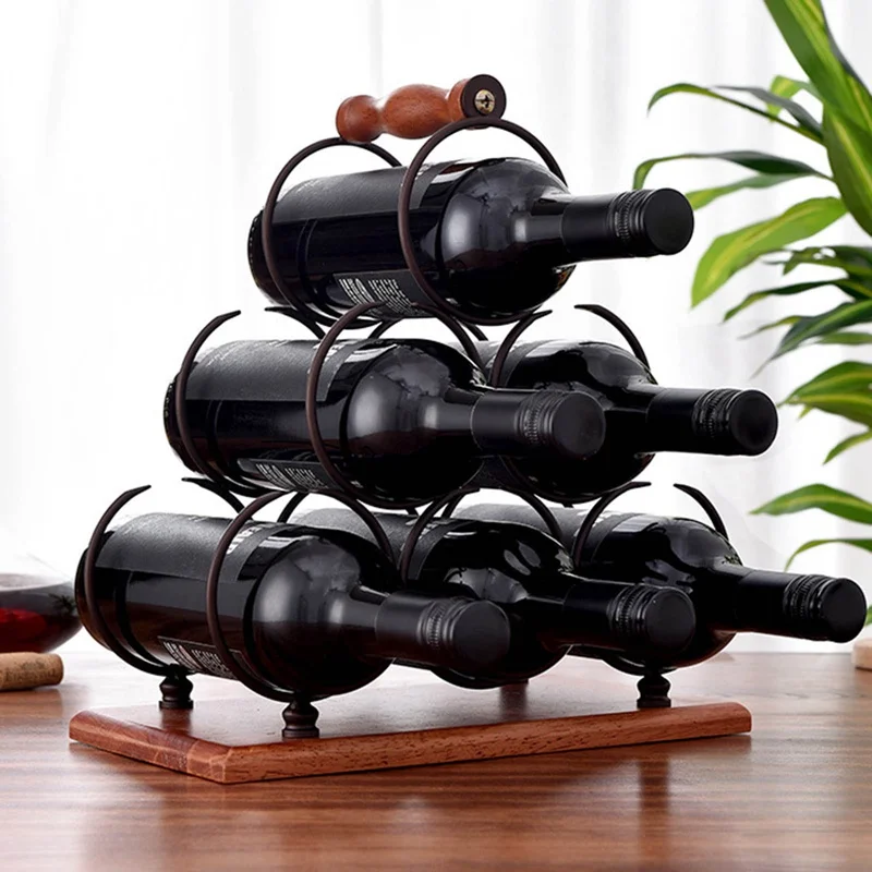 

2020 New Creative Six-bottle Wine Rack Storage Rack European Wrought Iron Wine Rack Wine Cabinet Decoration