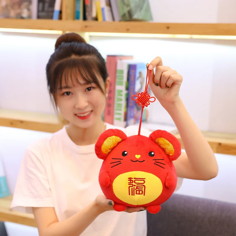 Плюшевая мышь благословение Kawaii Fu mouse красная китайская Новогодняя плюшевая мышь Симпатичные мягкие игрушки вечерние украшения подарок Рождественский подарок