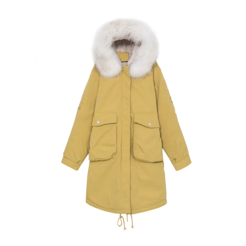 Fashion New heavy hair collar lining lambs wool cotton padded clothes winter super fire jacket coat 6612 | Женская одежда