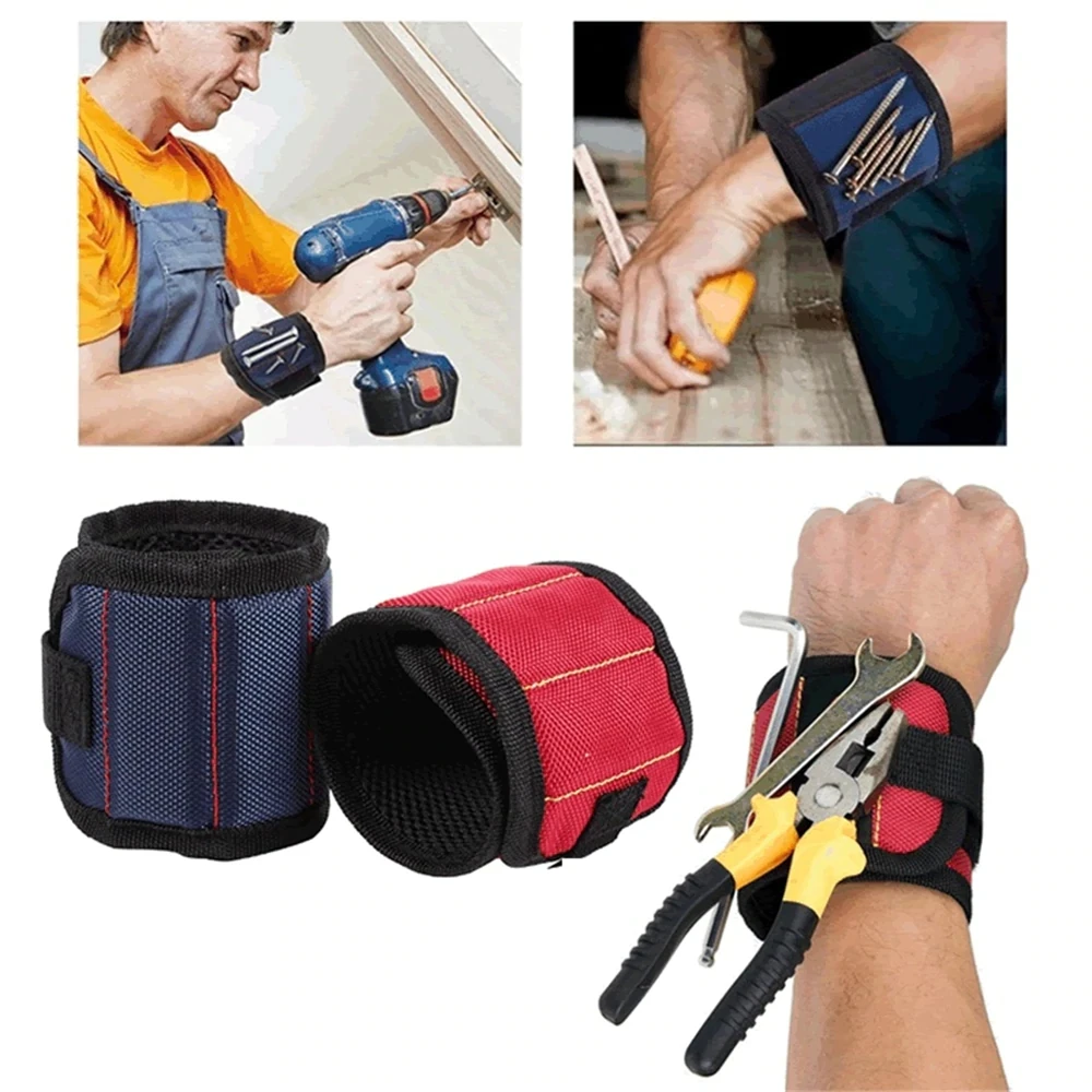 Magnetic Wristband Portable Tool Bag with 3 Magnet Electrician Wrist Belt Screws Nails Drill Bits Bracelet for Repair | Инструменты