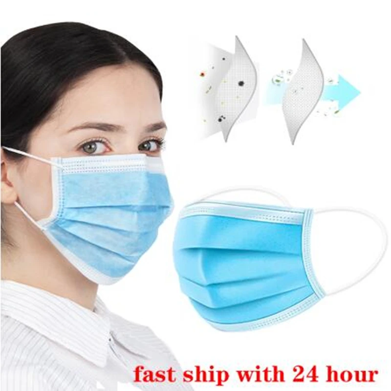 

50pcs Surgical Medical Masks Disposable Non Woven Face Mouth Masks Disposable Anti-Dust PM2.5 Anti Influenza Breathing Masks
