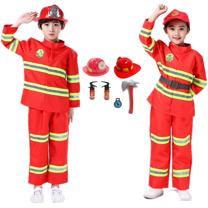 Fireman Sam Cosplay Children's Day Role Play Firefighter Fancy Kids