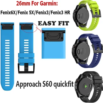 

26MM Band For Garmin Fenix 6X Strap Quick Release Watch for Garmin Fenix 5x Bands Silicone Easyfit Wristband Fenix6X Watchband