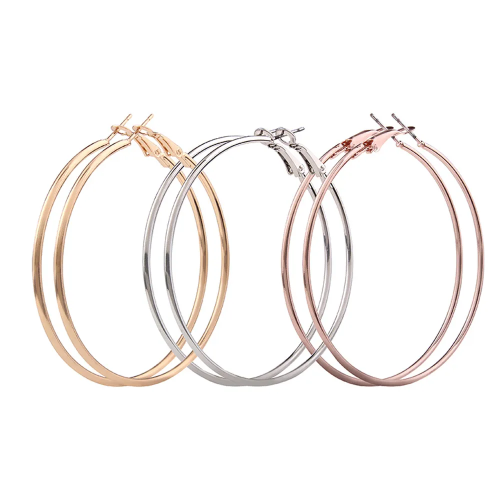 3 пары, элегантные Геометрические круглые серьги для женщин, тонкие большие висячие серьги-кольца с петлей для женщин, массивные ювелирные изделия