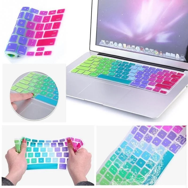 Наклейки на клавиатуру для Macbook 13 15 Air13 протектор Teclado силиконовые английские буквы градиентная Защита клавиатуры клавир
