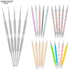 5Pcs Set UV Gel Painting Nail Art Dotting Pen Acrylic Handle Rhinestone Crystal 2 Way Brush Salon Decoration Manicure Tools Kit 2
