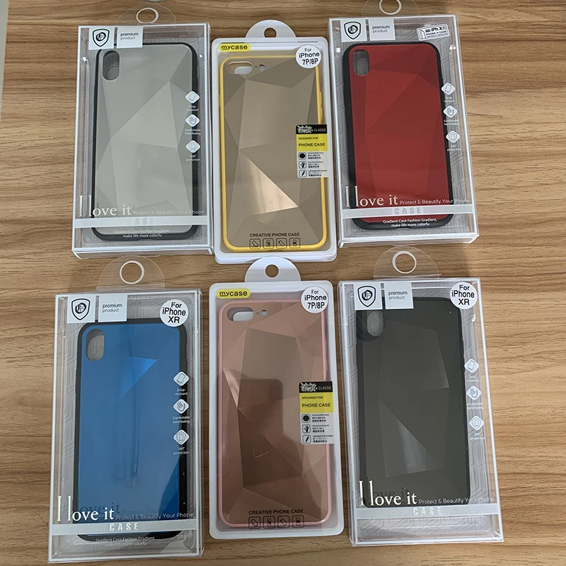 

100PCS New Arrived Luxury Block Mirror Glass Case Cover with Retail box for iPhone XS Max XR 6 7 8 Plus By Free DHL