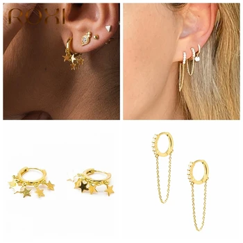 

ROXI Cute Tassel Stars Hoop Earrings for Women Girls Birthday Wedding Earrings Cartilage 925 Sterling Silver Jewelry Pendientes