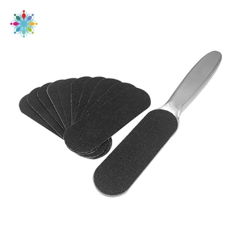 

Pedicure Foot File Callus Remover For Dead Skin Stainless Steel Foot Rasp Scrubber With 10pcs Free Refill Grits Replacement Pads