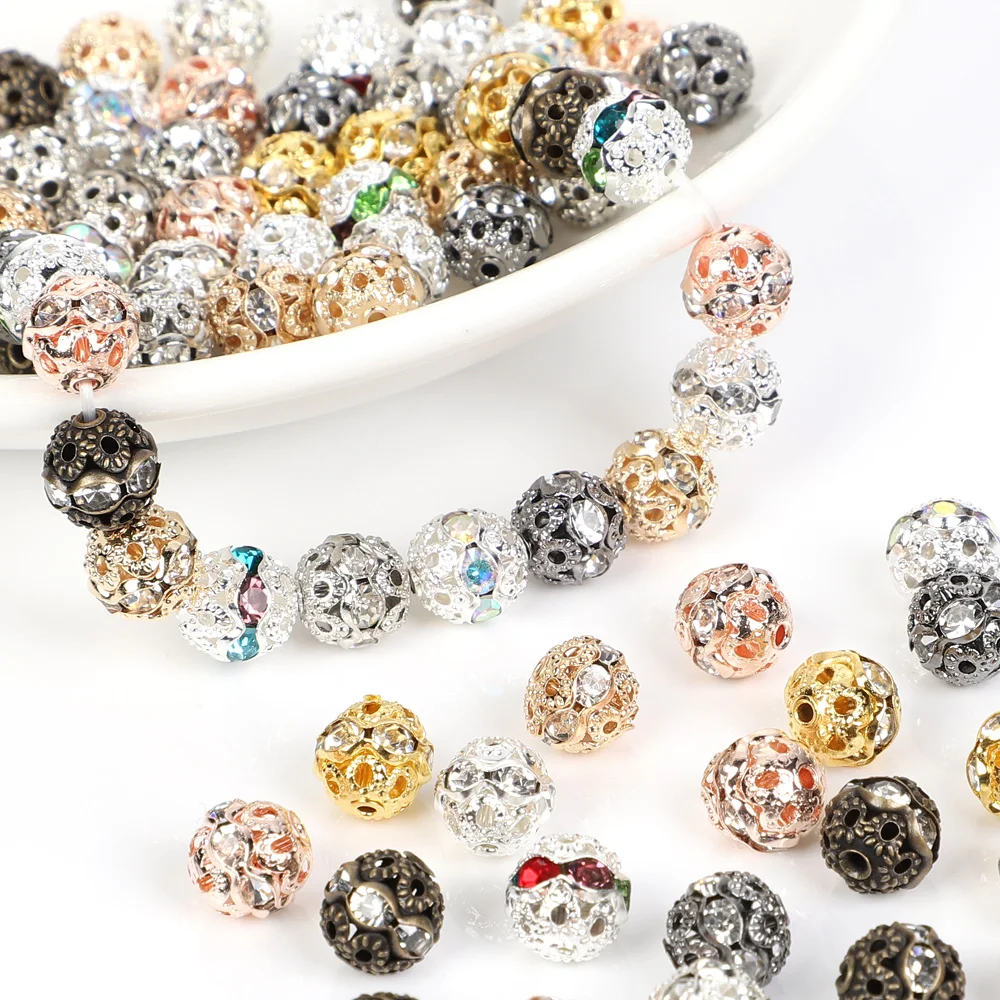 20Pcs Mixed Color Round Rhinestone Rondelles Crystal Balls Beads 6/8mm Spacer Beads For Jewelry Making DIY Bracelets Accessories crystal beads loose stone beads spacer beads ball beads crystal glass beads loose beads stone beads beads for jewelry making