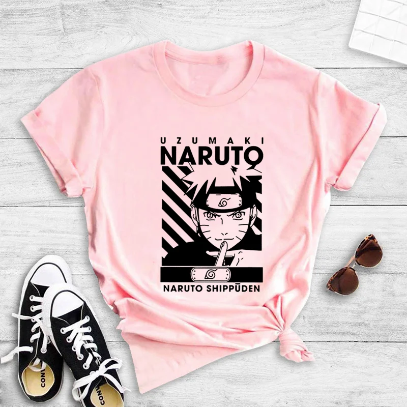 

Naruto Uzumaki Printed T-shirt Female Summer Short Sleeve Anime Graphic Harajuku T-shirt New Pink Women's T-shirt Japanese Anime