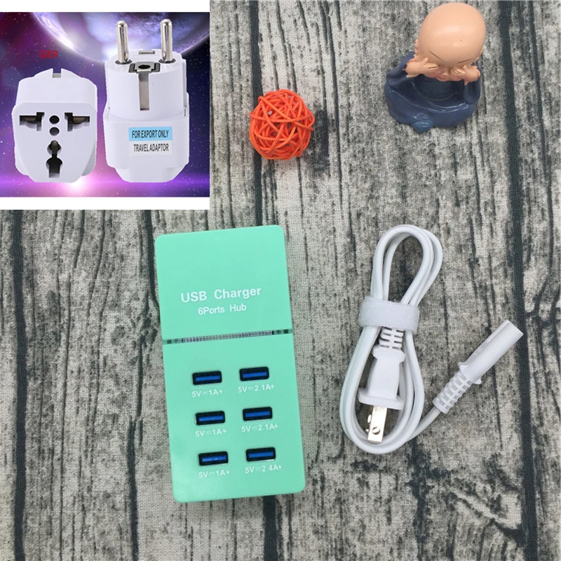 USB зарядное устройство EU/US/UK Plug 6 несколько портов Wall 3.5A 1,2 M Адаптер для карт памяти мобильный телефон планшет зарядное устройство для iPhone iPad