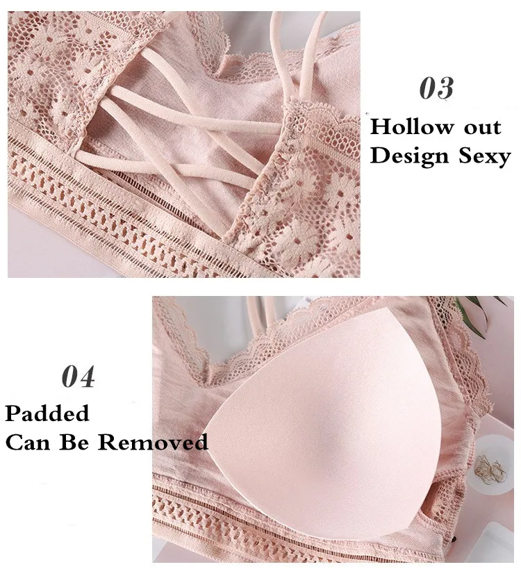 Women Lace Bra Sets Seamless Underwear Backless Vest Sexy Panties Lingerie Padded Bralette Ultrathin Briefs Female Intimates white underwear set