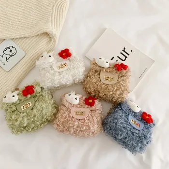 

2020 Autumn Winter Kids Mini Clutch Bag Cute Little Girl Cross Body Bag Woolen Girls Small Money Bag Toddler Coin Purses