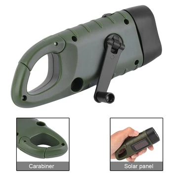 

Hand Held Crank Dynamo Solar Power Rechargeable LED Flashlight 3-LED LN