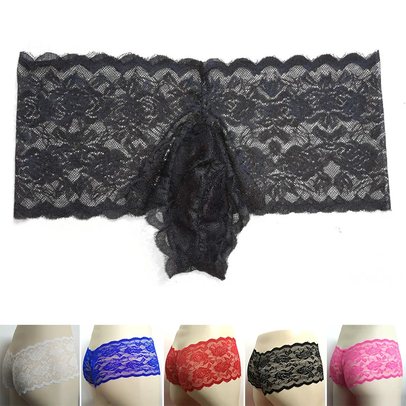 Chándal de encaje Sexy para hombre, ropa interior Tanga, bragas transparentes, pantalones transpirables, Tanga y para hombre ► Foto 2/6
