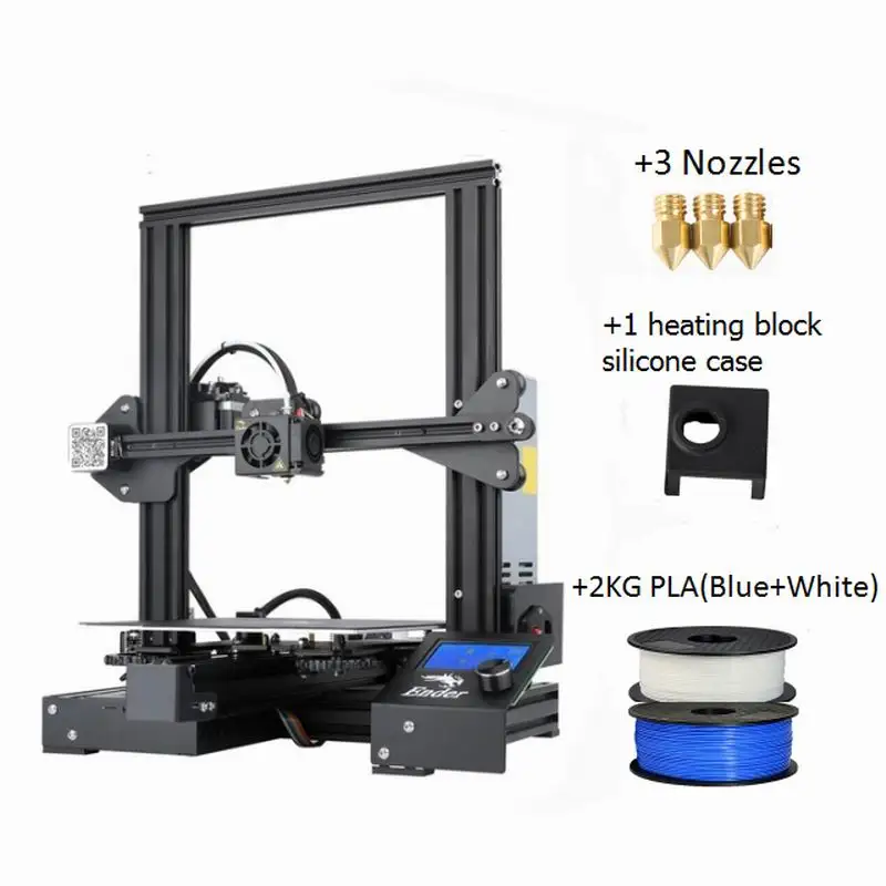 Creality Ender-3 Pro с 3 насадками/2PLA/Силиконовые DIY наборы в сборе v-слот большой размер MK-10 патент сопла мягкая магнитная наклейка - Цвет: END3Pro 3NOS2PLA1SC