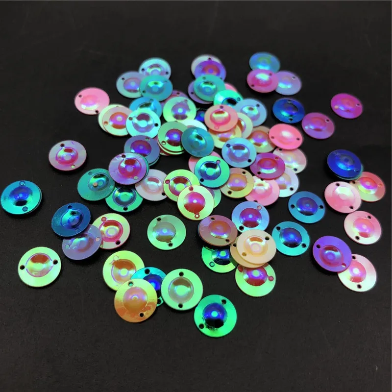 

20g 1000pcs 8mm Cup Hat 2 Holed Round Loose Sequin Paillette Sewing,Wedding Craft,Women Kids DIY Garment Accessory AB Mix color