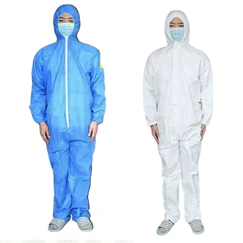 

FedEx 100PCS Non-Woven Coverall Hazmat Suit Protection Protective Disposable Anti-Dust Clothing Disposable Hospital Safety Suit
