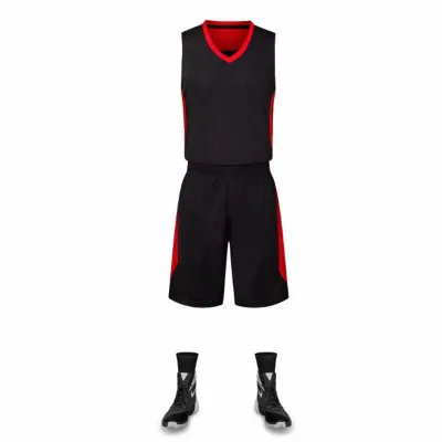 black red Футбольная майка для детей и взрослых, комплект дышащей команды, спортивный костюм, форма, майки, Футбольная майка, индивидуальный номер - Цвет: black red