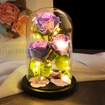 

Dropshipping Beauty and the Beast Red Rose in a Glass Dome with LED Light Base for Valentine's Day or Christmas Gift