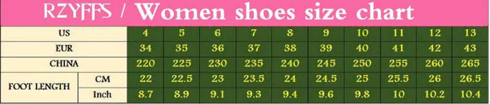 RZYFFS正常码女鞋尺码表