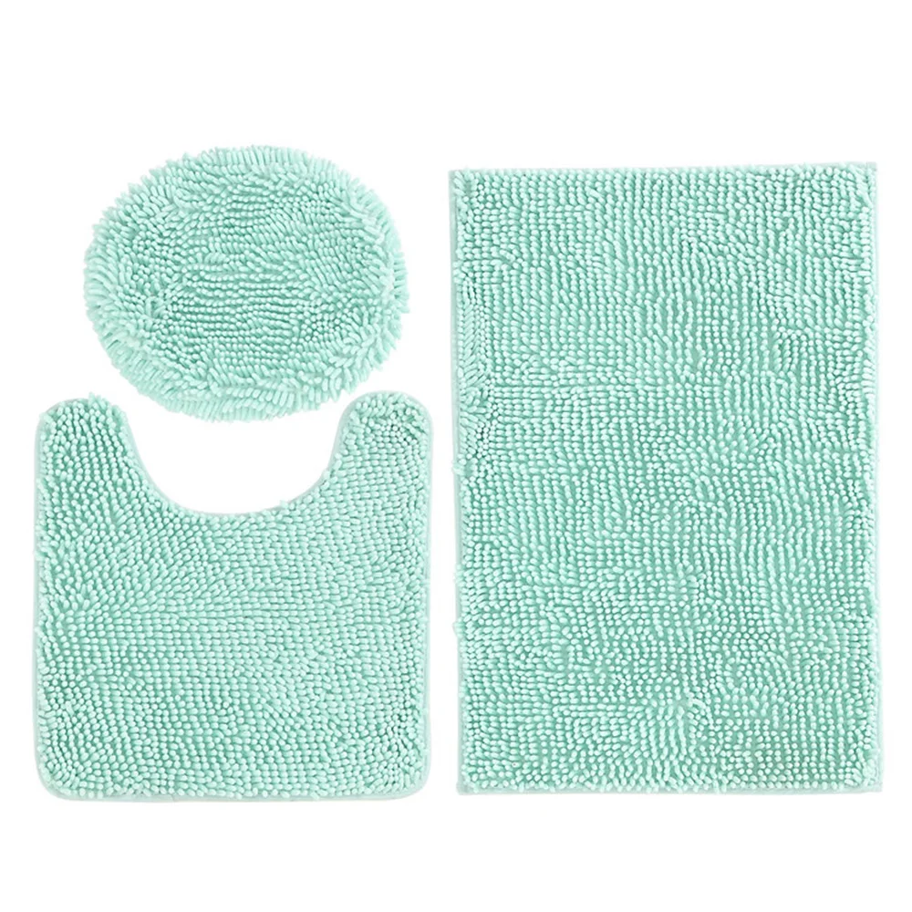 Light Green Мягкий коврик для ванной комнаты, набор ковриков для туалета, 3 шт., шенилловые ковры, домашний декор, товары для дома, чехол для унитаза - Цвет: Light Green
