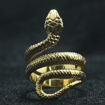 

Unisex 316L Stainless Steel Cool Gold Color Classic Snake Ring Newest