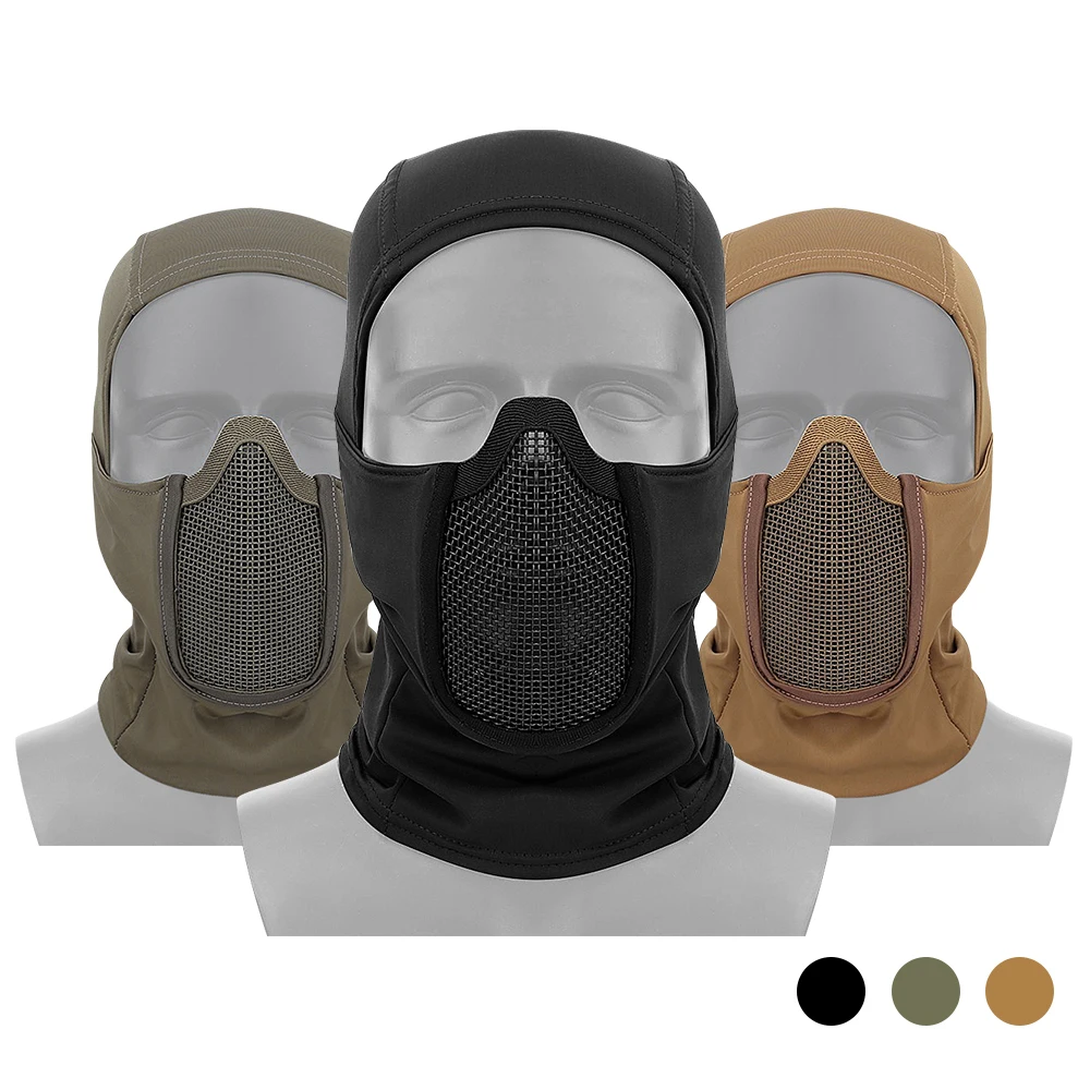 Full Face Steel Mesh Tactical Mask Balaclava Hunting Airsoft Paintball Mask CS Game Hunting Cycling Protective Mask