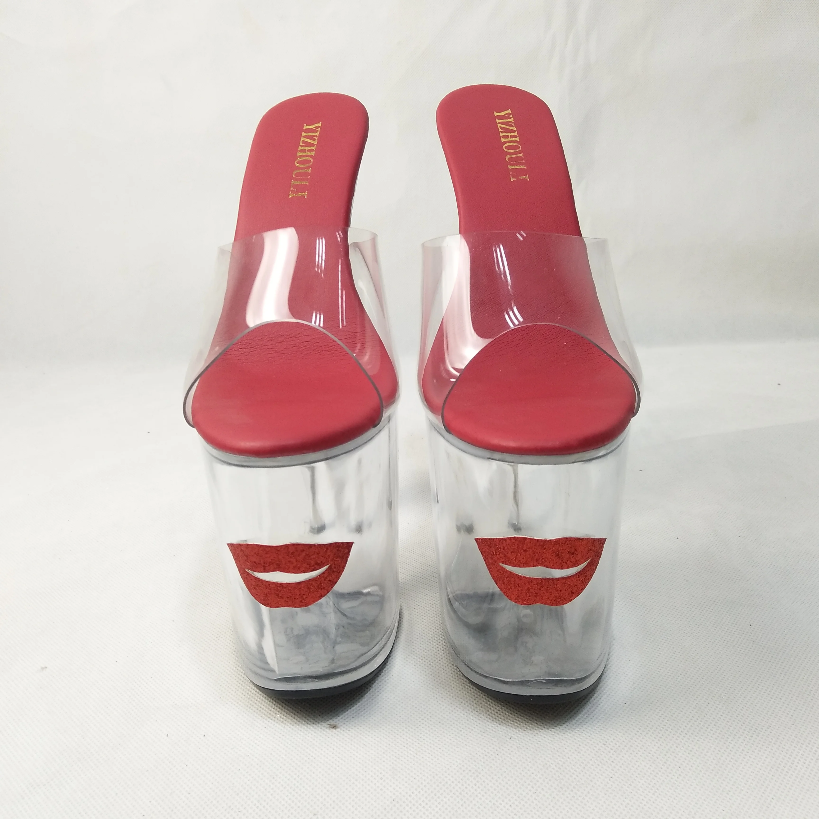 20cm Heelpieces White Gorgeous Rhinestone High Heels Wedding Women Platform Slippers 8 Inch Unusual Hand Made High Heel Shoes