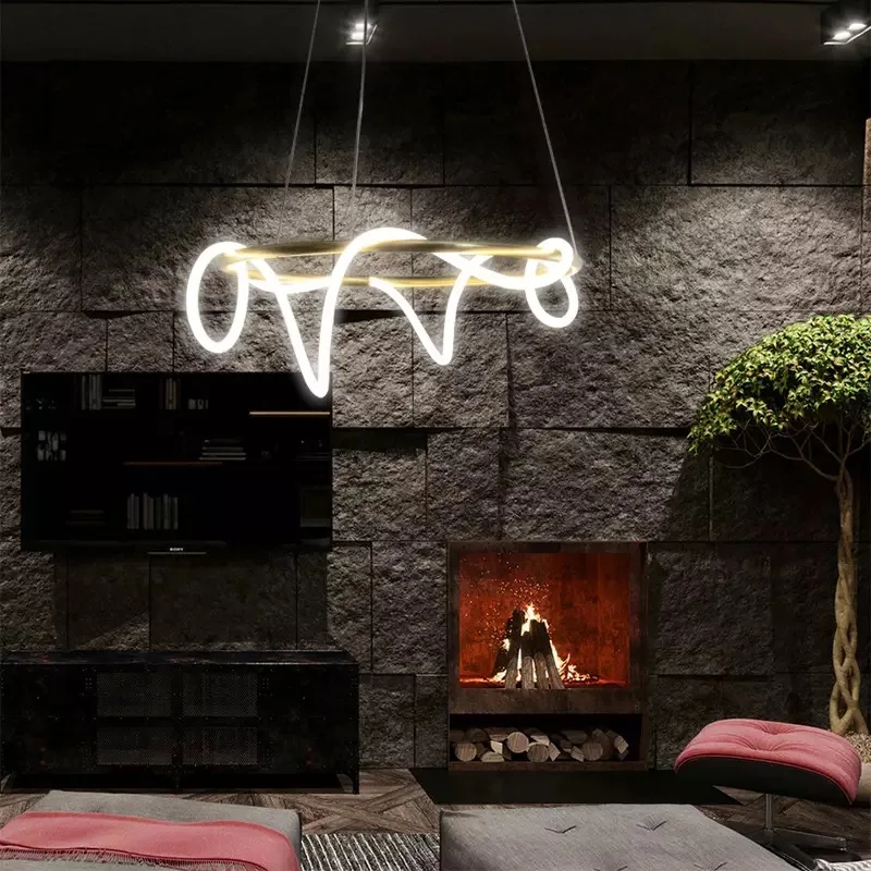 Modern Creative Designer Chandelier Lighting Suspension Luminaire Lampen Living Room Dining Table Light Bar Lines Lighting led chandelier ceiling chandelier led pendant light led decor light