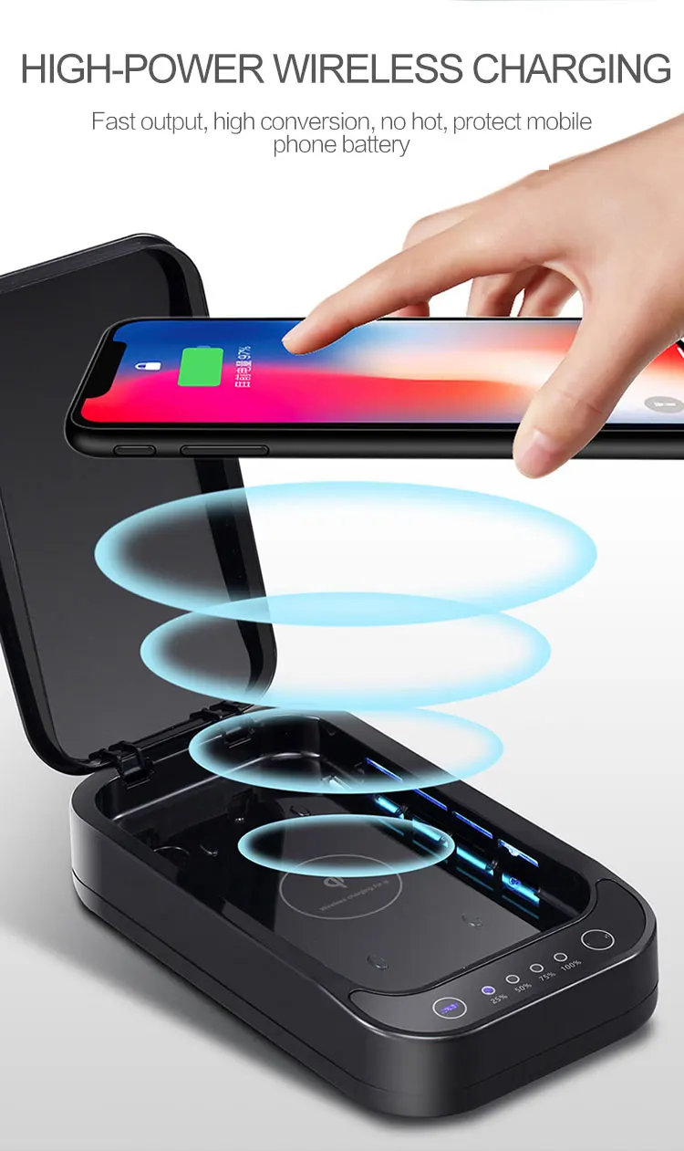 

1pc Multifunctional Mobile Phone Wireless Charger Mask Sterilization UV Sterilizer Disinfection Box Touch Switch UV anti-virus