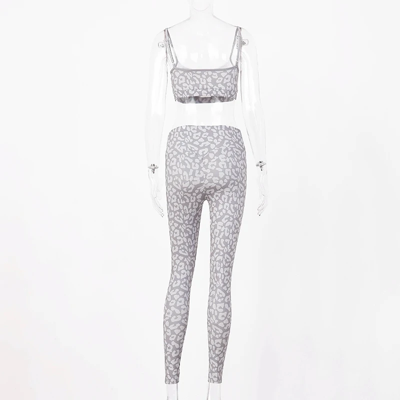 Hugcitar 2019 print stretchy camis leggins 2 two pieces set autumn women casual sprotswear slim tracksuit