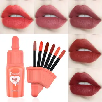 

Cute 6color Matte Dyeing Lip Gloss Moisturizer Non-Stick Cup Lipstick Batom Waterproof Long Lasting Lip Tint Korean Makeup TSLM1