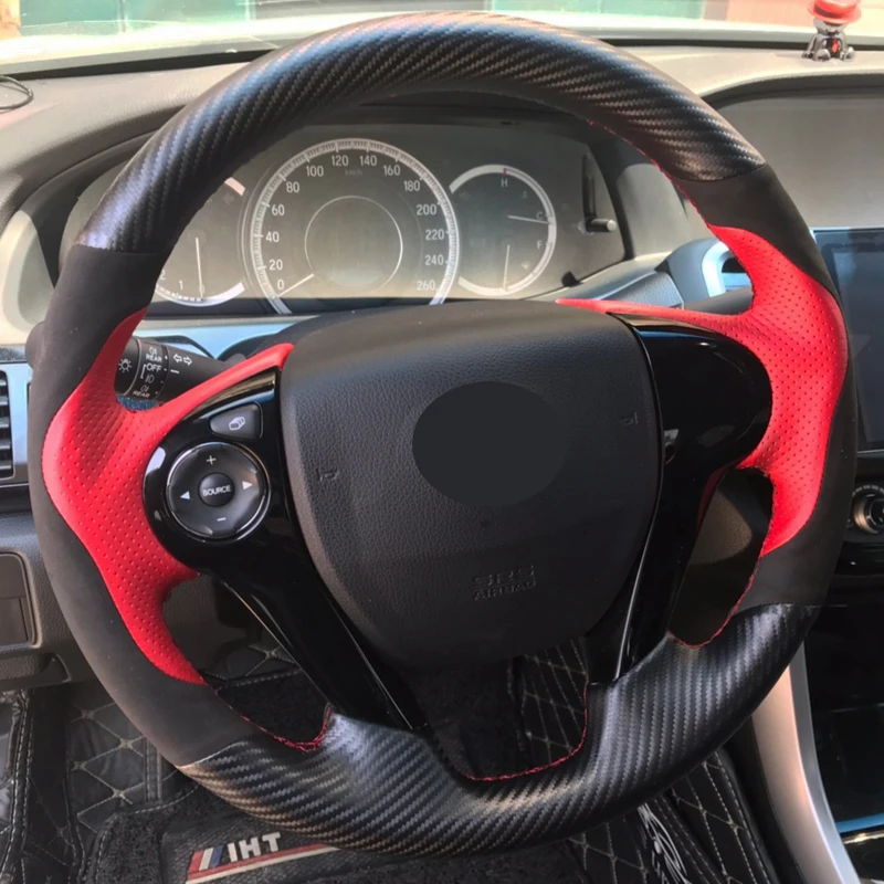 Ручной пошив чехол рулевого колеса автомобиля обертывание замша Корова кожа Volant для Honda Accord 9 2013- Crosstour 2013 - Название цвета: Style 7