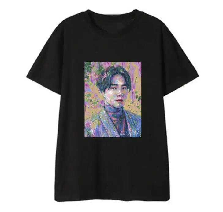 Summer style kpop exo suho solo album Self-Portrait same printing t shirt fashion unisex o neck short sleeve t-shirt | Женская одежда