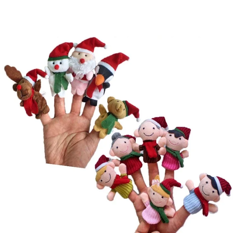 10PCS Cute Cartoon Biological Animal Finger Puppet Plush Toys Child Baby Favor Dolls Tell Story Props Boys Girls Finger Puppets