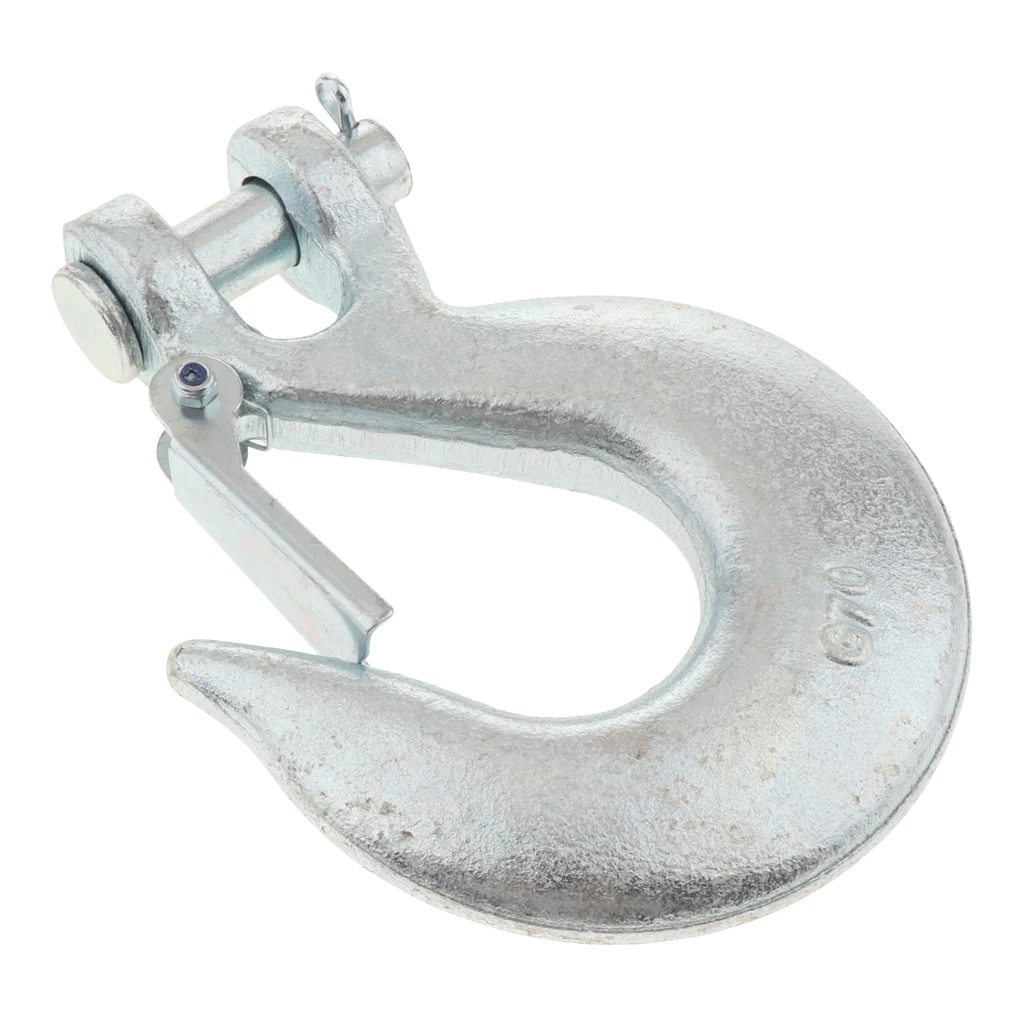 Grade 80 Drop Forged Alloy Steel Clevis Sling Hook with Latch, Painted Finish, 1/2 Inch Trade, 17000 lbs Working Load Limit