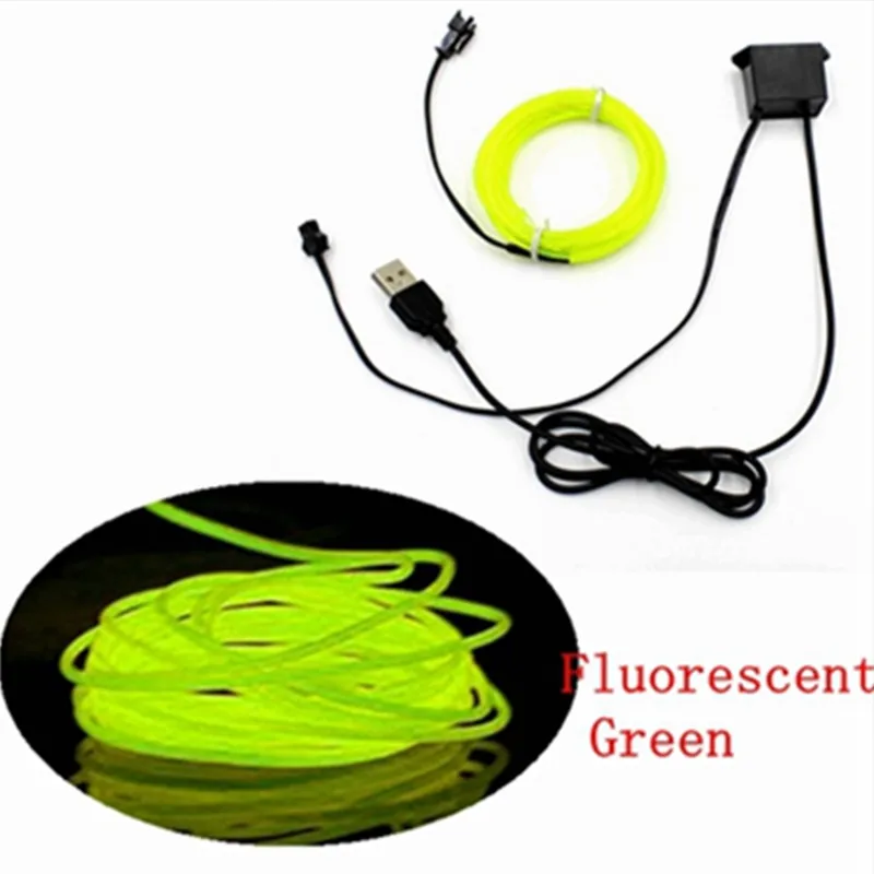 

Haoyuehao 3M red flexible Auto Car Interior LED EL Wire Rope Tube Line neon light glow salon flat strip Pathway Lighting 12V