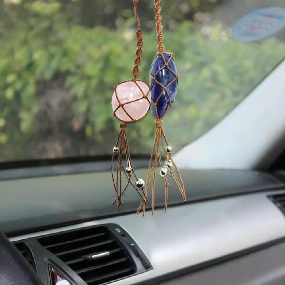 Natural Quartz Crystal Stone Blue-green Fluorite Treatment Stone Fluorite Ornament Fluorite Pendant With Hand-woven Braided Rope