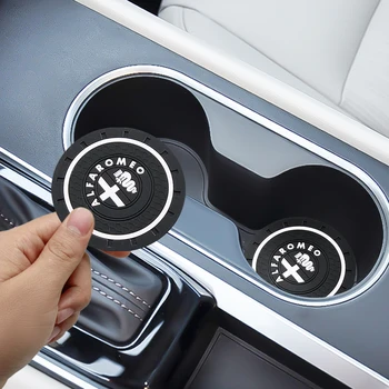 

1/2pcs Car-Styling PVC Car non-slip coaster Mat Case For alfa romeo 159 147 156 Spider GT Giulia Mito giulietta accessories
