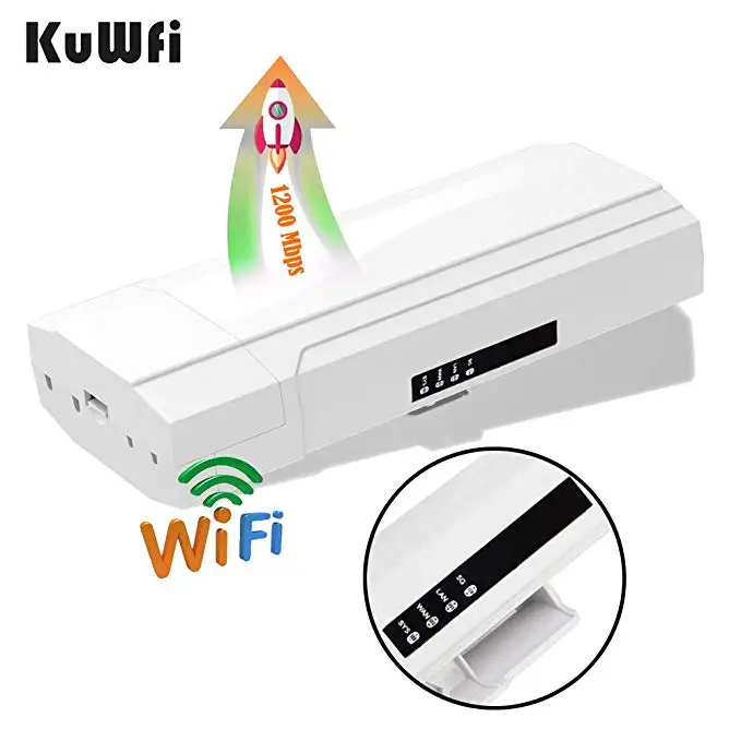 KuWFi Беспроводной моста на открытом воздухе 1200 Мбит/с Wi-Fi ретранслятор/AP/CPE маршрутизатор ПТП 5 км высокое Мощность 2,4& 5,8 Г удлинитель Wi Fi пульт дистанционного управления для IP Камера 48V