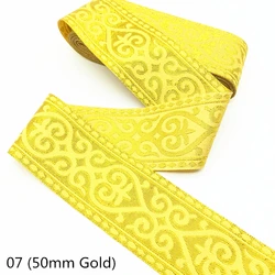 Vintage Gold & Silver Embroidered Ethnic Lace Ribbon - Boho Trim for DIY Crafts & Accessories (07 (50mm Gold))