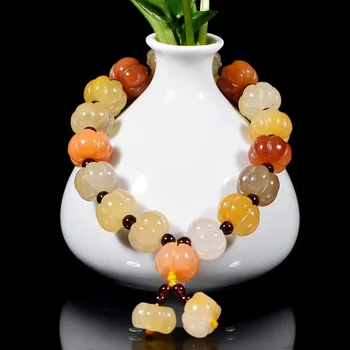 

100% real jade Natural Xinjiang Hetian jade Hand-carved pumpkin bracelet for women jade gift beads bracelet gemstone certificate