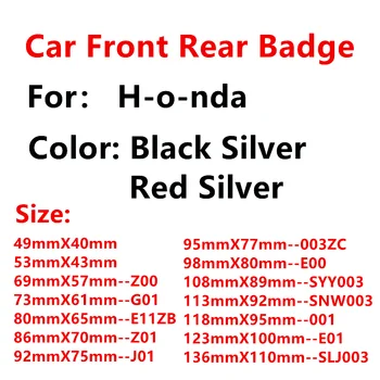 

Car Hood Front Rear Trunk Logo Emblem Badge Sticker For Honda Civic Fit Jazz Accord Odyssey CRV CRZ Car Styling Auto Accessories