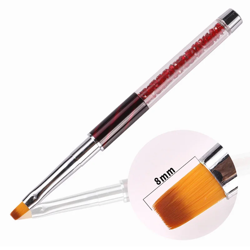 8mm Flat Head Nail Art Accessories Painting Liner UV Gel Pen Crystal Acrylic Flower Drawing Floral Painting Nail Polish Brush