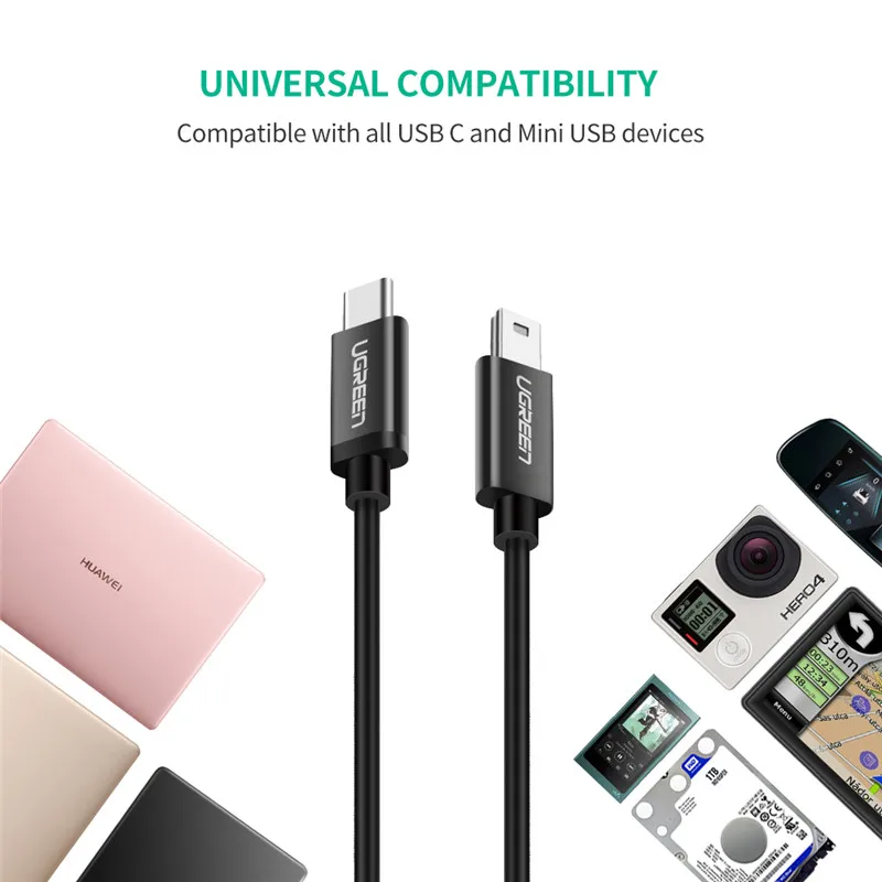 Ugreen USB C to Mini USB Cable Thunderbolt 3 Mini Type C Adapter for MacBook pro MP3 Player Digital Camera HDD Type-c Cable usb charging cable,usb extension cable,usb connector adapter,usb cable
